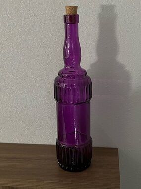Purple Decorative Glass Bottle with Cork Stopper - Unbranded